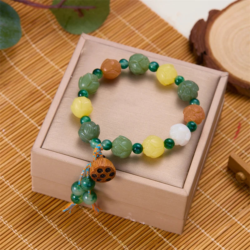 Lotus Beaded Wooden Bracelets
