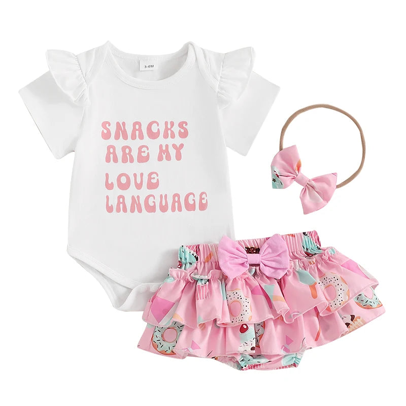Girls Sleeveless Romper Summer Set with Headbow