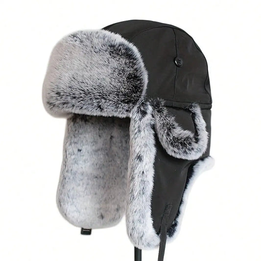 Winter Warm Bomber Hat for Men Women Snow Cap Faux Fur Ushanka Trapper Hats with Earflaps for Outdoor Hunting Skiing