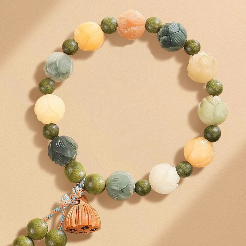 Lotus Beaded Wooden Bracelets