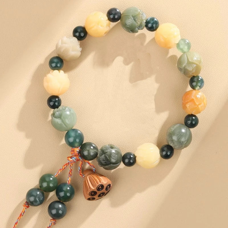 Lotus Beaded Wooden Bracelets