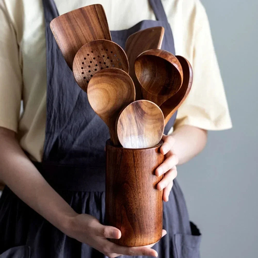 Teak Wood Kitchenware Set