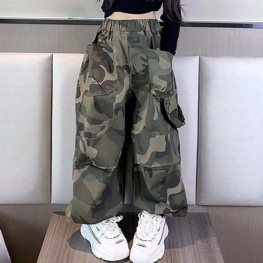 Girls Outfits Long Cargo Pants Girls Wide Pants Dance Costume Casual Pants Loose Fit Straight Pants Girl Trousers Clothes