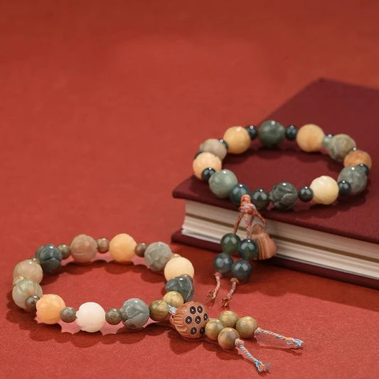 Lotus Beaded Wooden Bracelets